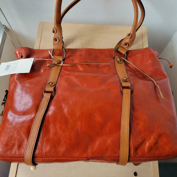 HYPE Genuine Leather Large Brown Glazed Tassel Shoulder Bag - NWT - Picture 7 of 15